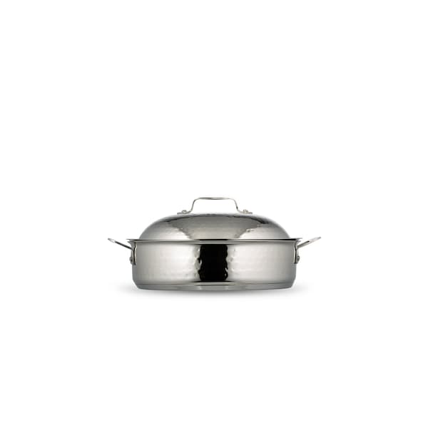 Bon Chef Cucina Saute Pot W/ Domed Lid, Hammered Finish, Ind Btm, 11 3/16"Dia X 3 2/7"H, 2 Hndls, 4 Qt 60001HF - main